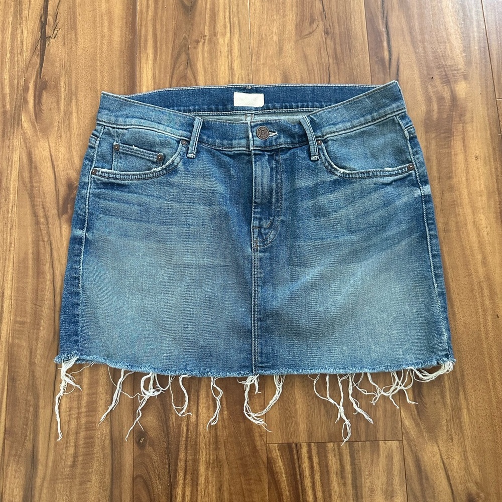 Mother Jeans Distressed Denim Mini Skirt in Size 27
